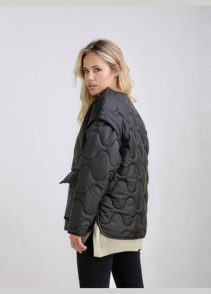 Черная демисезонная куртка-жилет Romashka Буффало