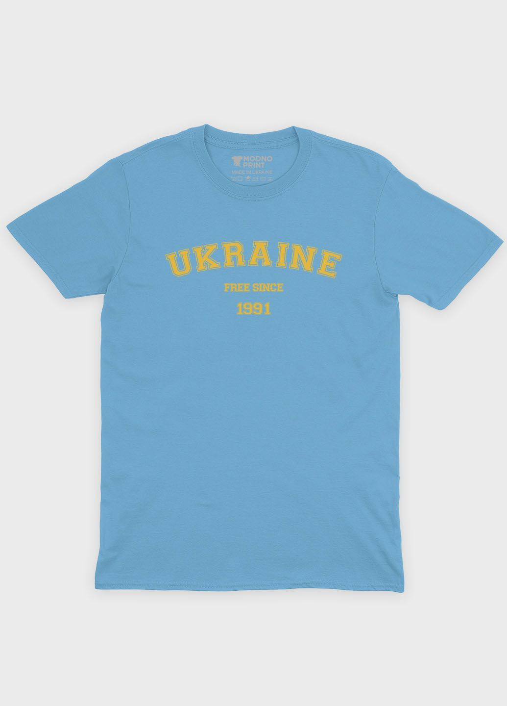 Голубая летняя мужская футболка с патриотическим принтом ukraine (ts001-1-lbl-005-1-016-f) Modno