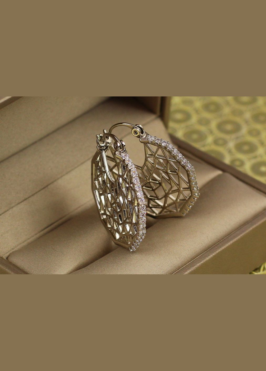 Сережки кільця Хuping Jewelry сіточка 3 см сріблясті Xuping Jewelry (316433826)