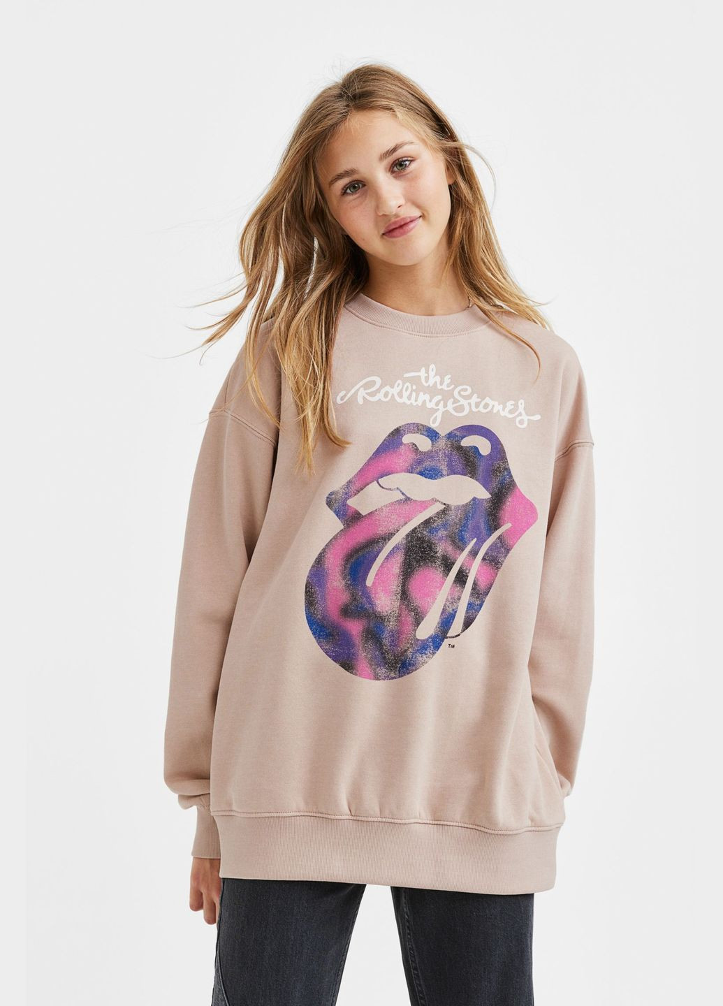 H&M світшот для дівчинки оверсайз 1081566006 бежевий кежуал