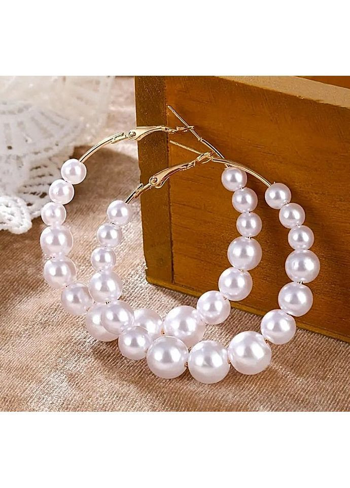 Женские сережки -кольца с каскадными бусинами No Brand (369927668)