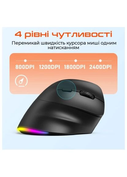 Мишка (MT-BTM010R-A) MEETION BTM010R RGB Bluetooth/Wireless Black (368561942)