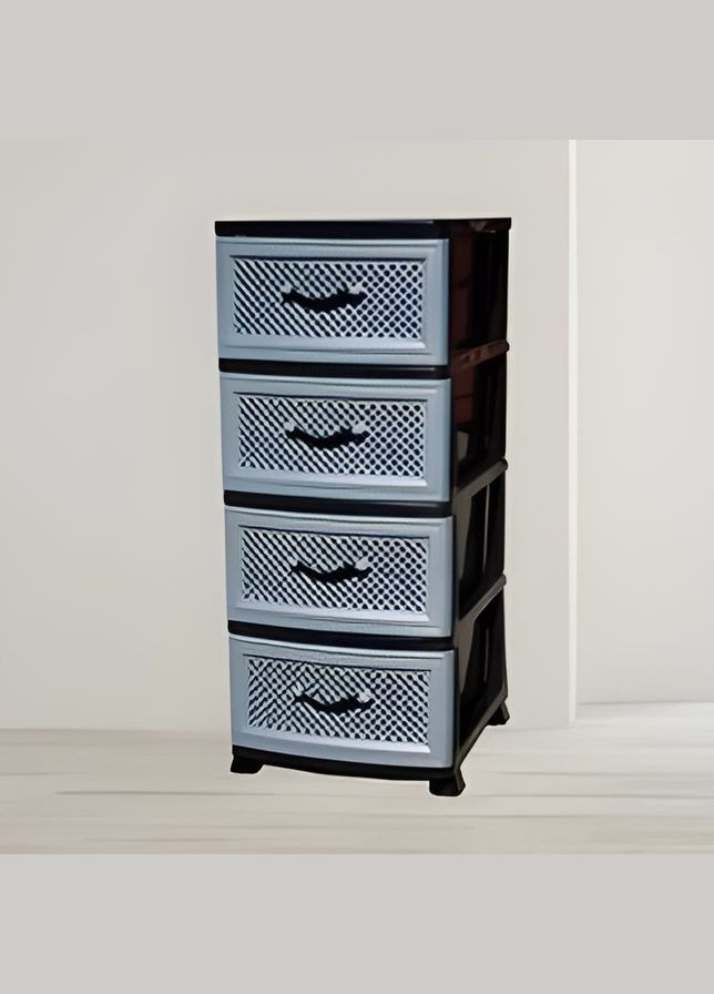 Пластиковий комод 4 ящики сітка пластик 90х46х38 см Сірий Efe Plastics (303212721)