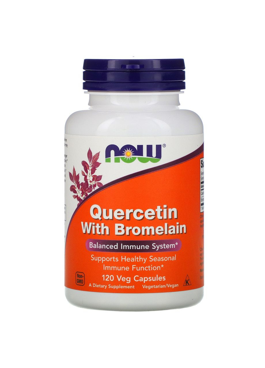 Кверцетин с бромелаином Quercetin with Bromelain баланс иммунной системы 120 растительных капсул Now Foods (264648141)