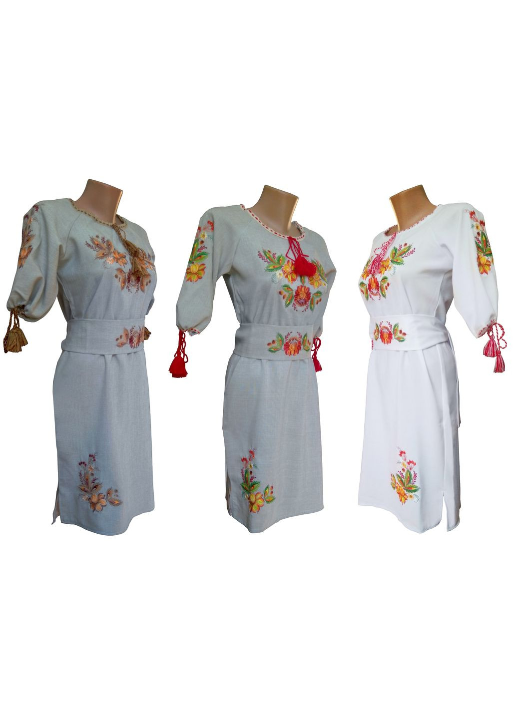 Сіро-бежева жіноча вишита сукня петриківський розпис 1 НоКо візерунок орнамент габардин (306741151)