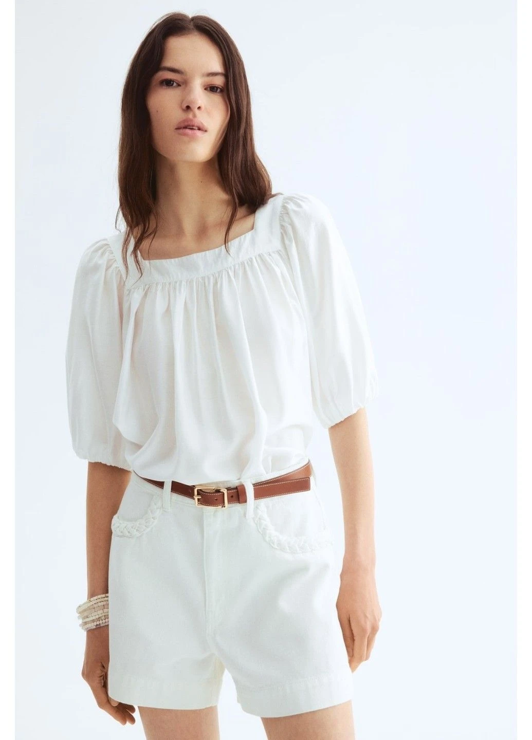 Белая повседневный рубашка H&M