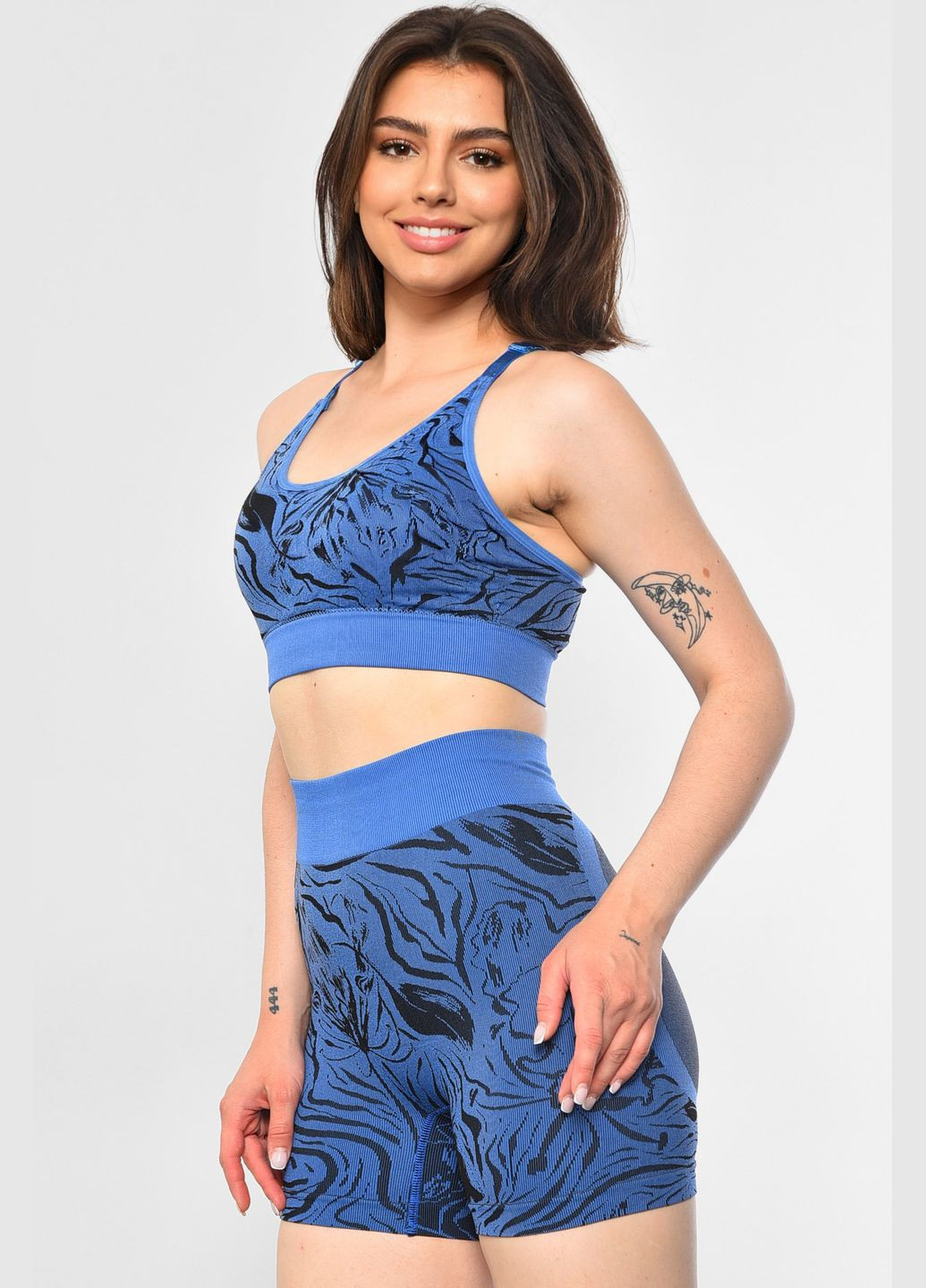 Спортивный костюм женский летний синего цвета Let's Shop (295469927)