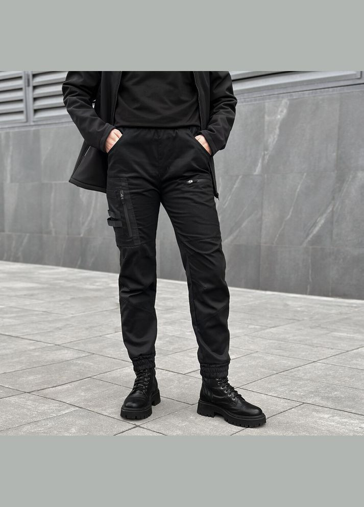 Черные повседневный демисезонные карго брюки Pobedov