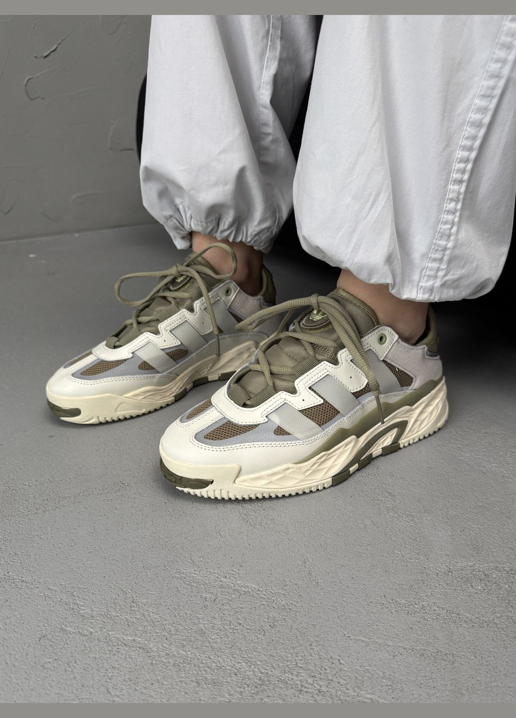 Кроссовки женские и мужские Adidas Niteball beige green | Адидас Найтбол бежевые зеленые No Brand бежевые демисезоны (316663567)