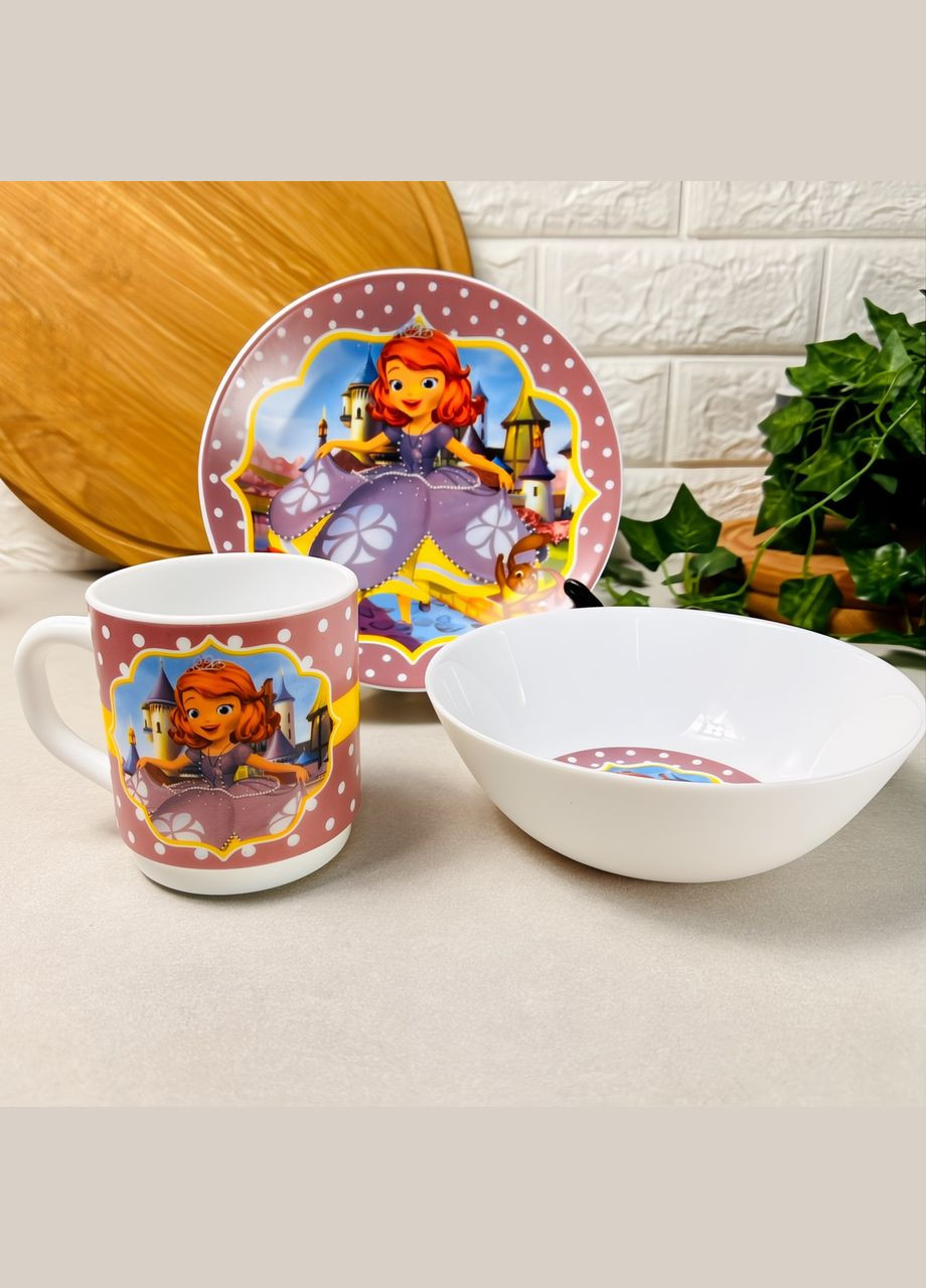 Дитячий посуд 3 предмети з мульт-героями Принцеса Софія No Brand (366818185)