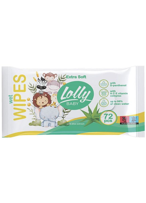 Вологі серветки Extra Soft, 72 шт. Lolly (328200112)
