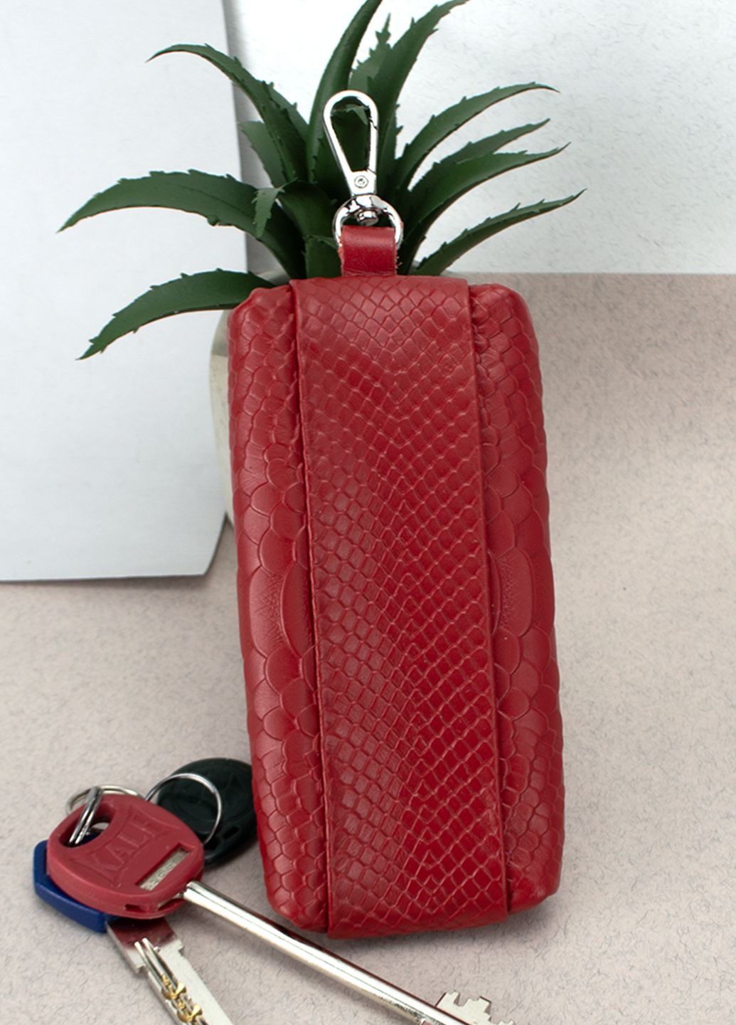 Подарочный женский набор №87: обложка на паспорт + ключница (красный питон) HandyCover (282719649)