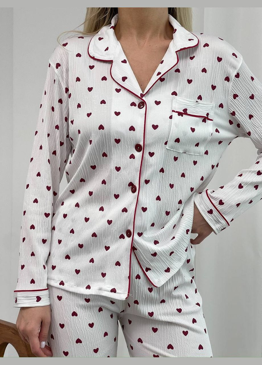 Біла всесезон стильна піжама No Brand