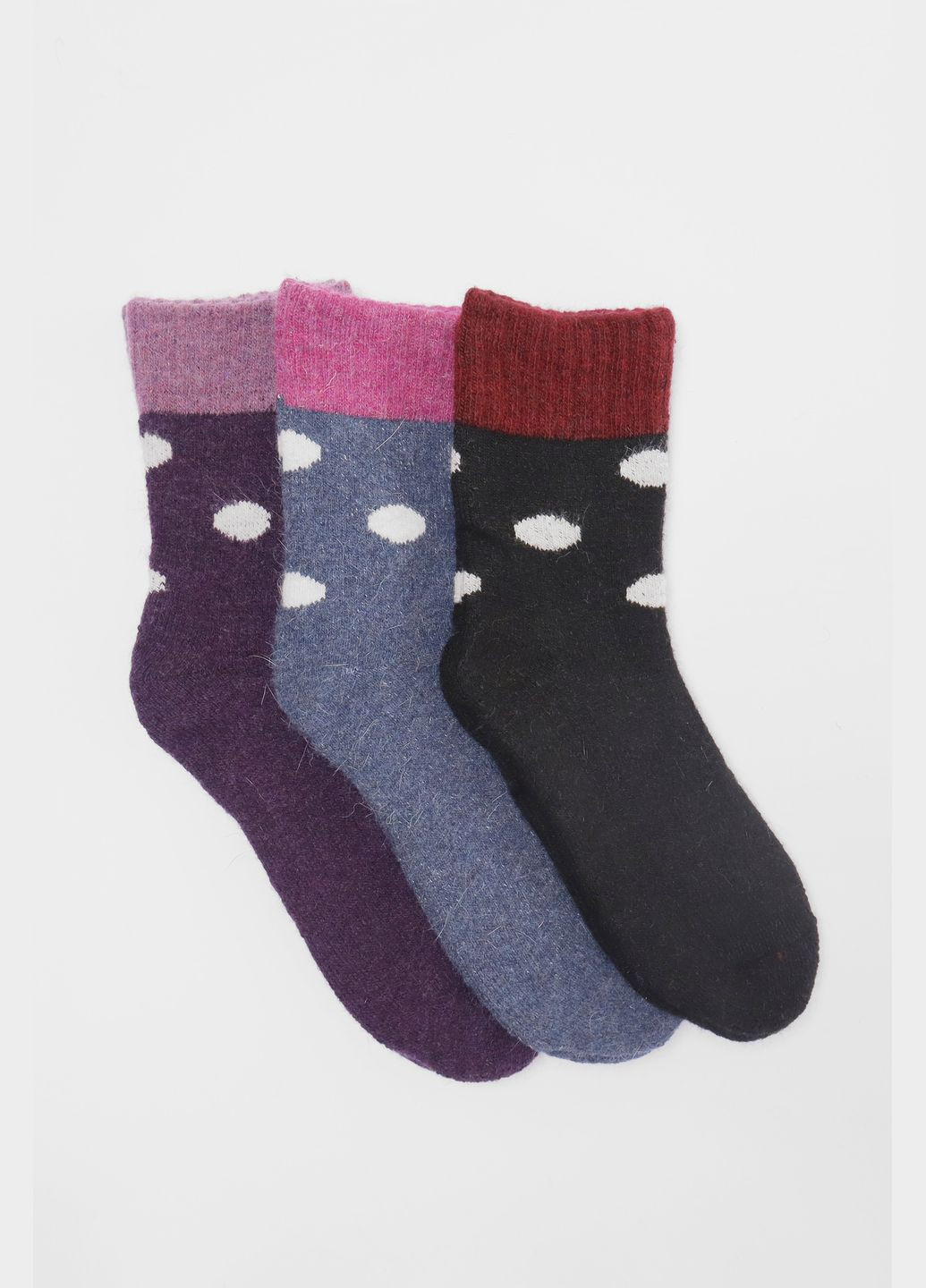 Комбинированные набор носков женских махровых из ангоры 3 штуки Let's Shop однотонные (305296618)