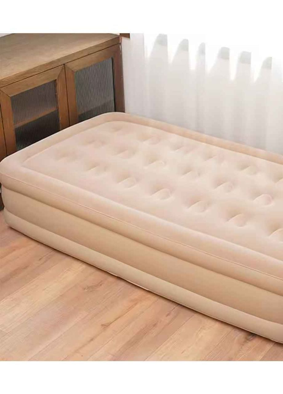Матрас надувной одноместный со встроенным насосом 190х100х40 см Бежевый No Brand (364549966)