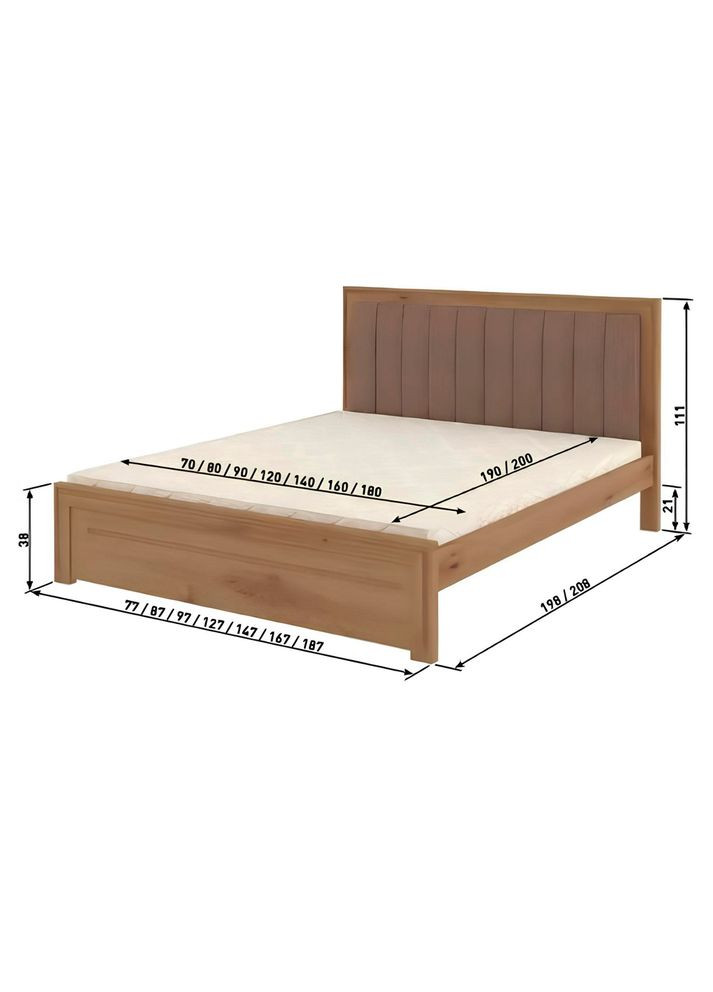 Односпальная деревянная кровать Торонто Т1 (RAL-7040)/Аляска 23 (бежевый) 90х200 см (MBG-7740) Mebigrand (366087812)