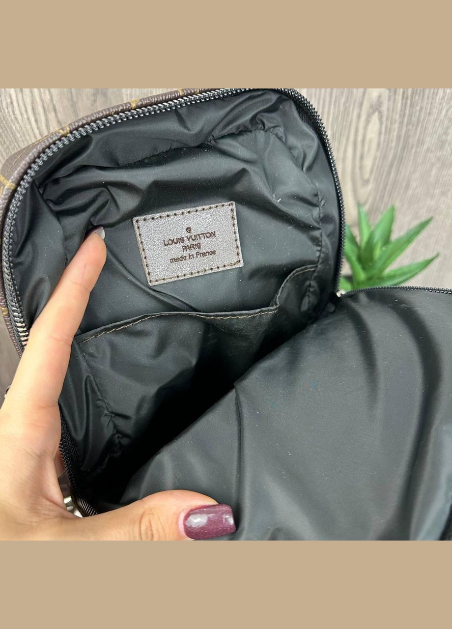 Мужская сумка-слинг на грудь или плечо из экокожи коричневая (sku_1670К) No Brand (346078165)