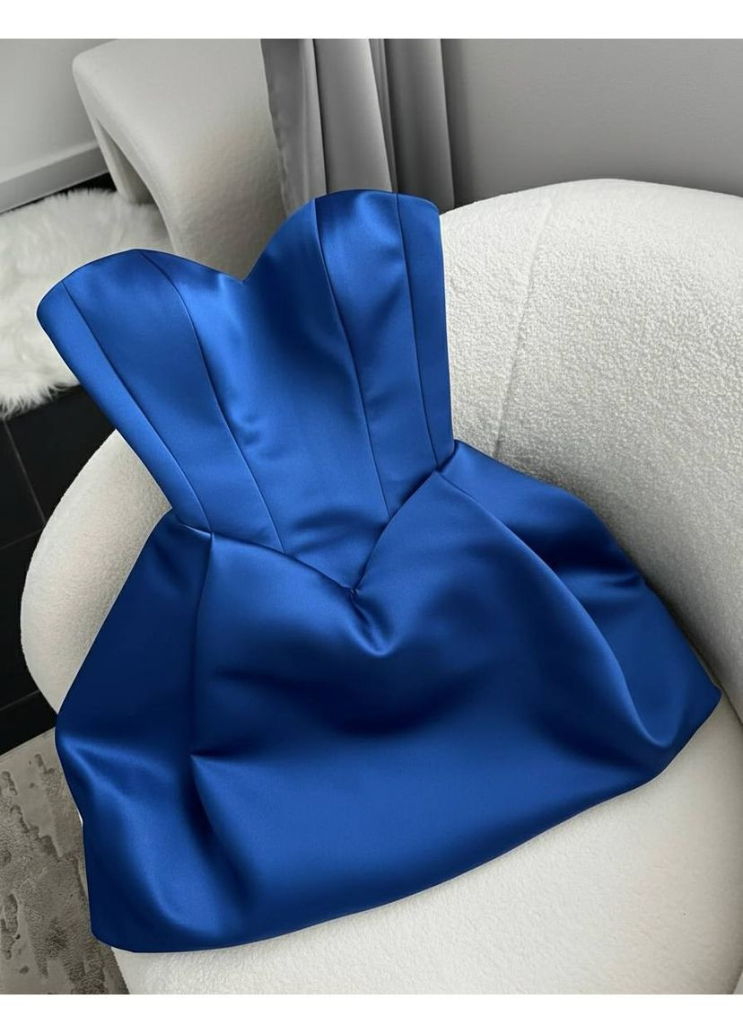 Синее праздничный, повседневный, вечернее, кэжуал женское платье бэби долл FINO Mode однотонное