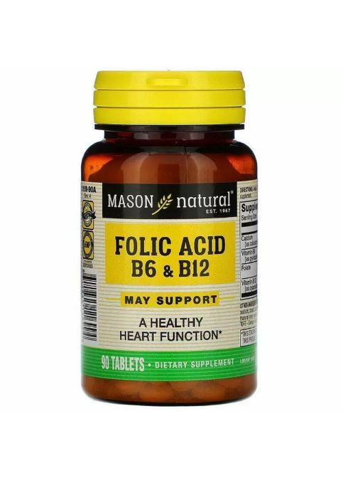 Folic Acid B6 & B12 90 Tabs Mason Natural (288050803)