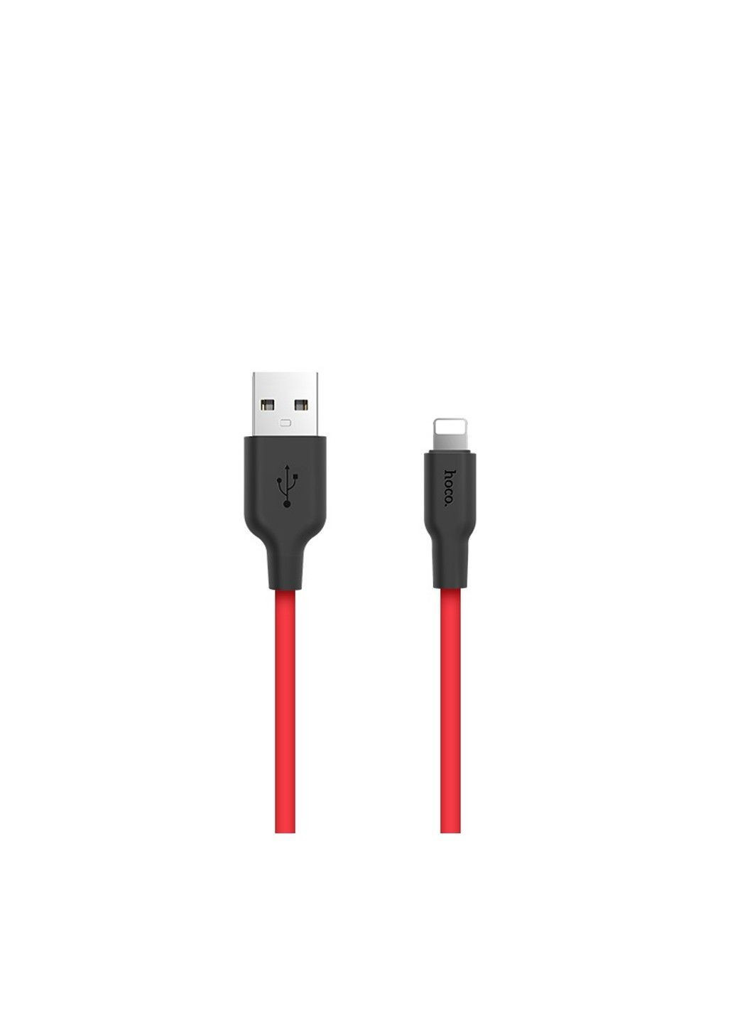 Кабель X21 USB to iP 2A, 1m, silicone, TPE connectors, Black+Red Hoco (369456822)