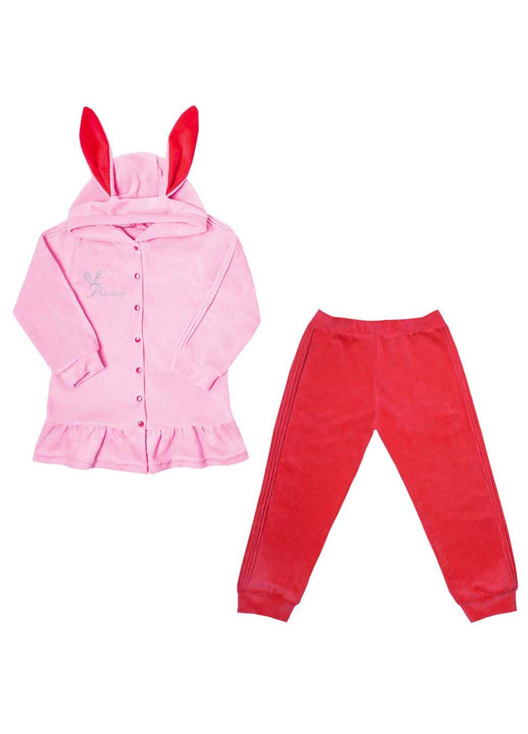 Розовый демисезонный костюм кофта и брюки брючный GABBI