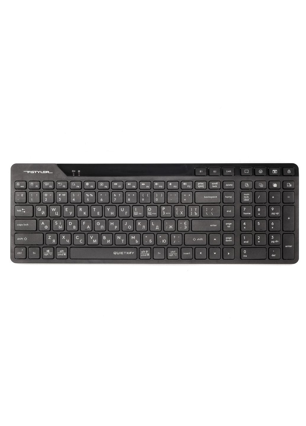Клавіатура бездротова FBK27C AS (Black) Fstyler, (BT + 2.4 ГГц), з акумулятором, quiet key, колір чорний A4Tech (333825061)