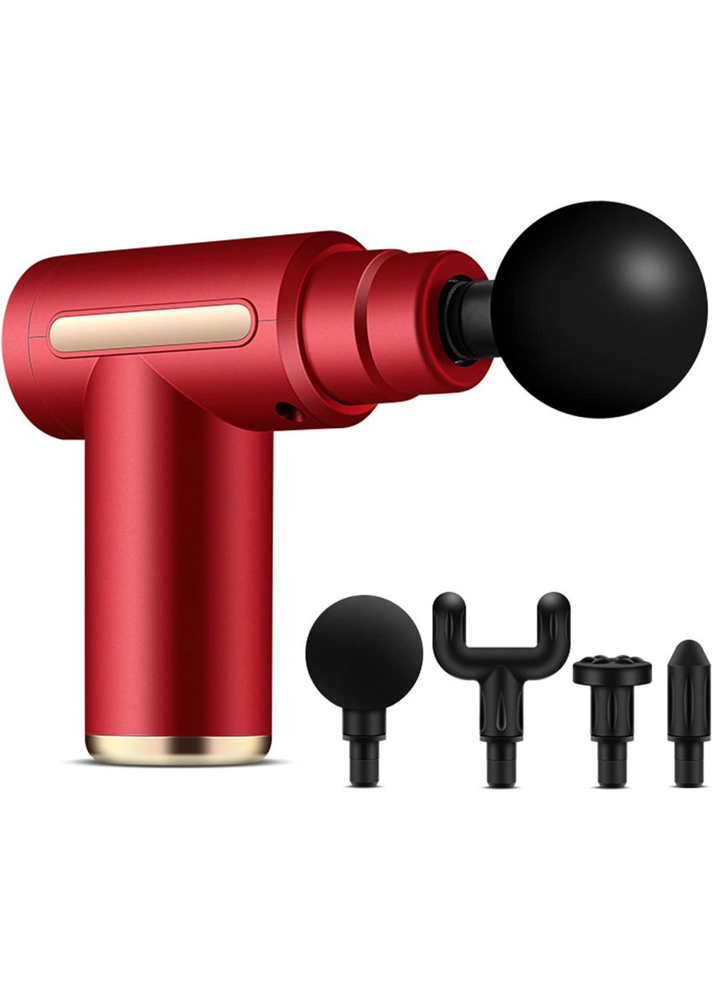 Перкуссионный массажер для тела Massage Gun 6 режимов, 4 насадки, аккумуляторный | Красный China (351855046)
