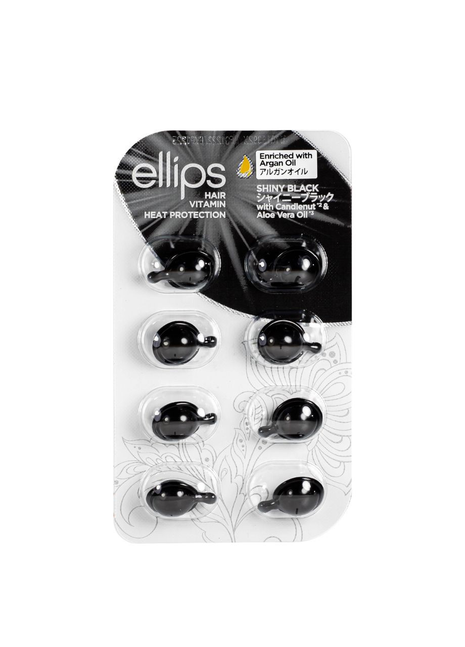 Витамины для волос Hair Vitamin Shiny Black с ореховым маслом и маслом алоэ вера 8 шт*1 мл Ellips (302724717)