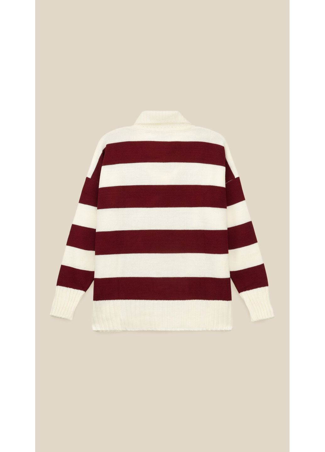 Комбинированный демисезонный джемпер с узором женский wtc08682 бордово-молочный shop (2000999284564) LAWA