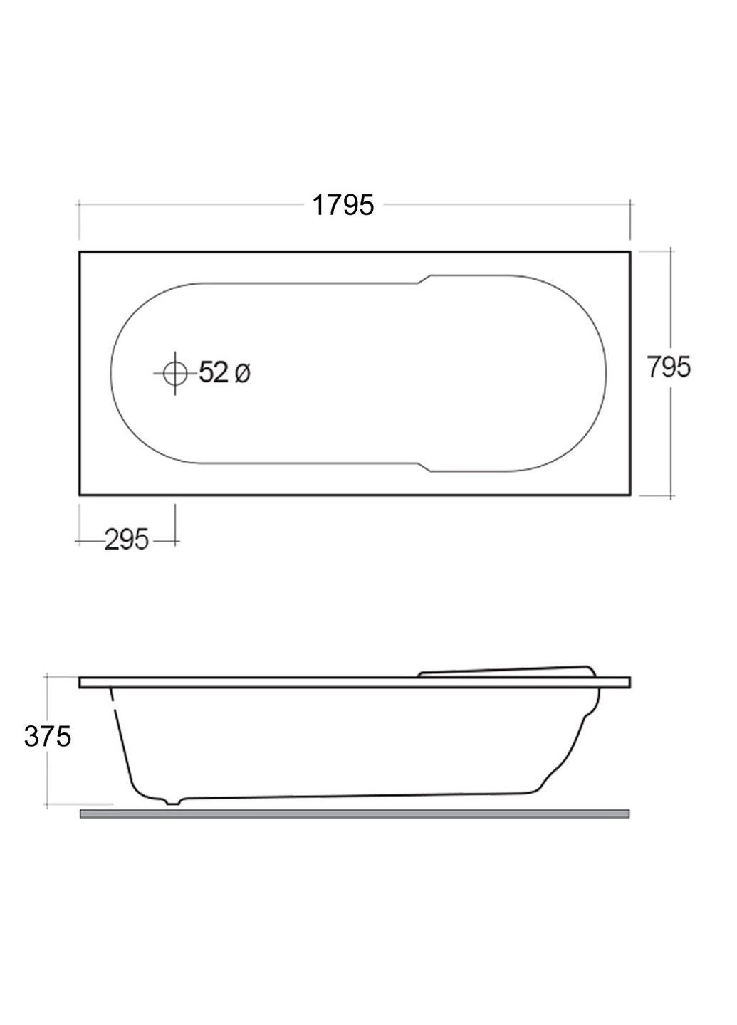 Прямокутна акрилова ванна RAK Ceramics Galila (1795x795x375 мм) Біла No Brand (331639713)