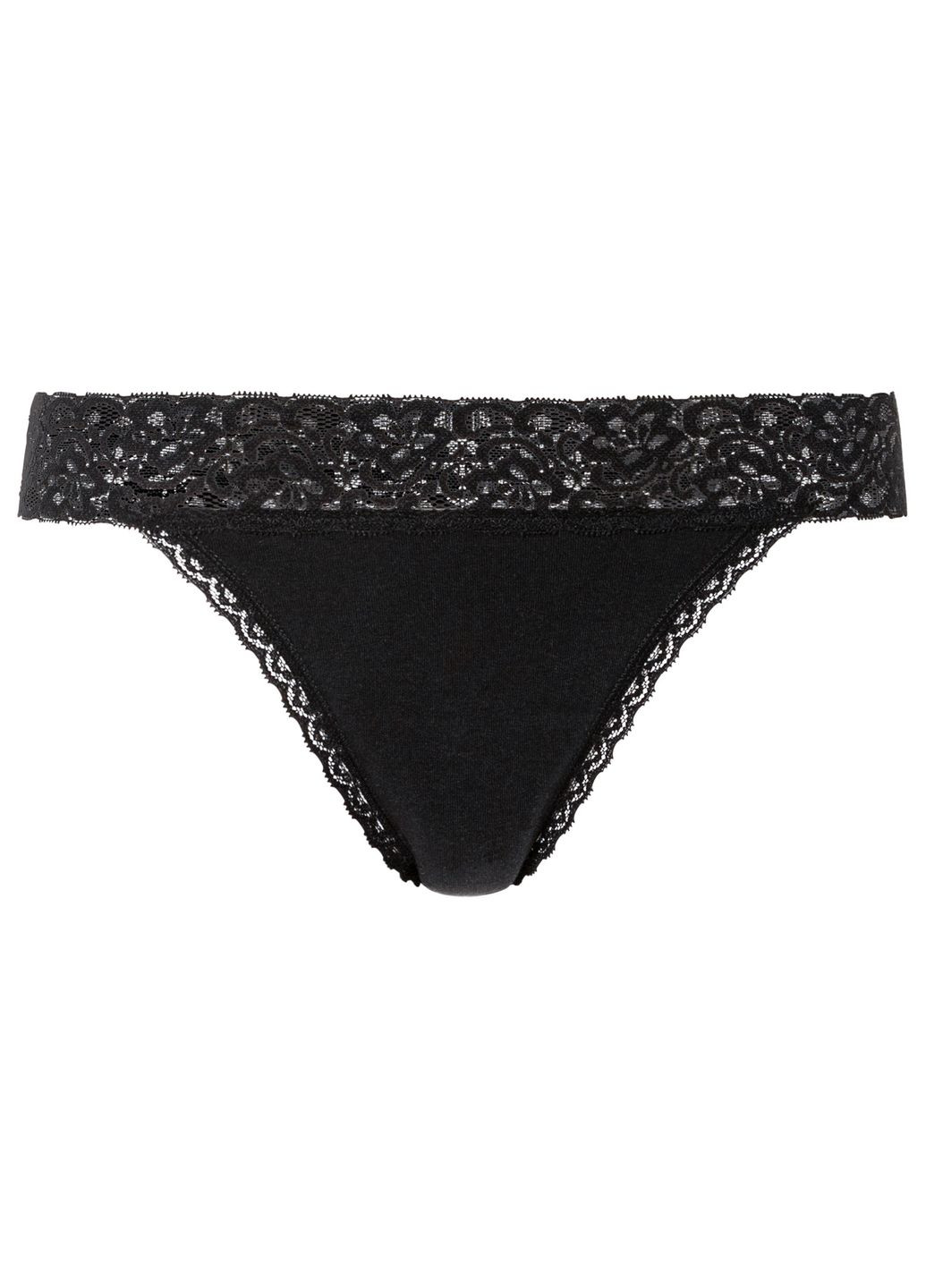 Трусики-стринги бавовняні з мереживом для жінки LYCRA® 443087 чорний Esmara С гигиенической ластовицей (324211559)