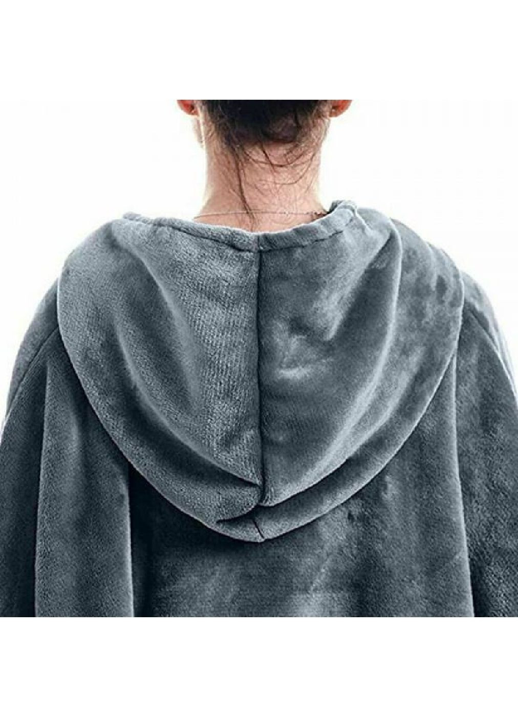 Толстовка плед халат зимний худи свитер оверсайз унисекс с карманом капюшоном однотонная 80х100 см (478495-Prob) Серая Unbranded (305784366)