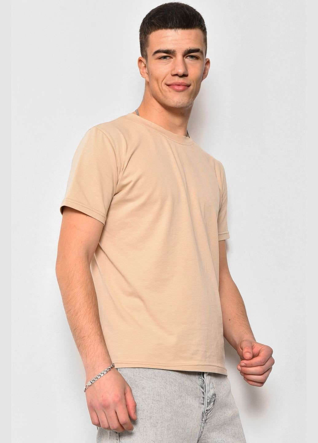 Бежевая футболка мужская бежевого цвета Let's Shop