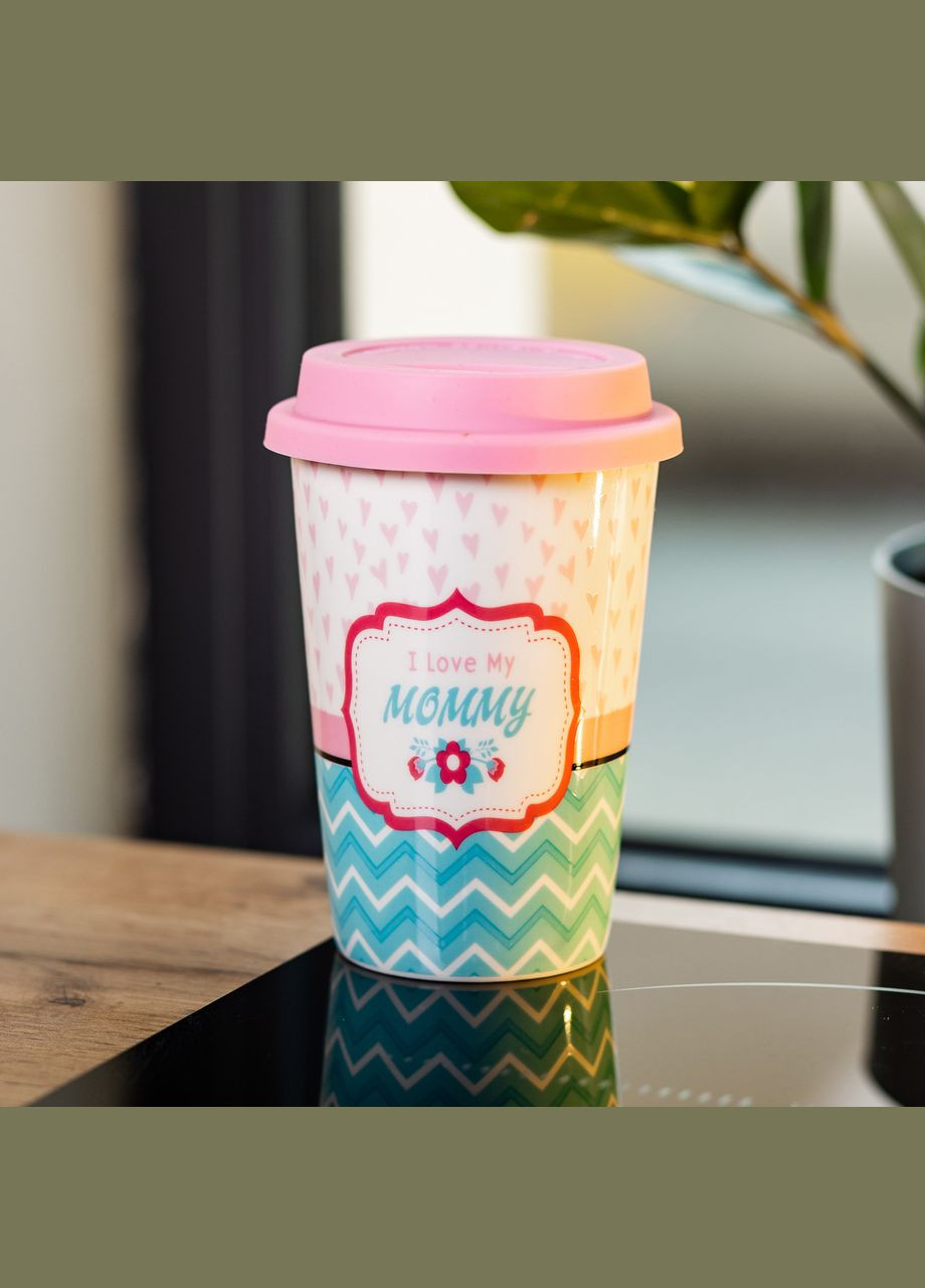 Стакан керамический 420 мл с силиконовой крышкой, I love my mommy Ceramic (323160167)