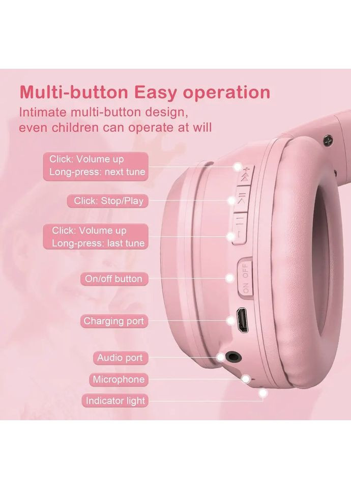 Бездротові ігрові навушники з котячими вушками B90 з підсвічуванням RGB Навушники для стримінгу Onikuma (349824400)