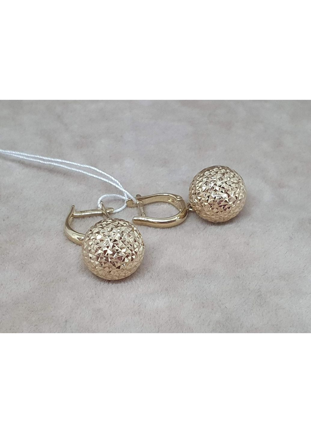 Золотые серьги-подвески Шары с алмазной гранью. 210137_12_А_Л FAVORITUM (362947022)