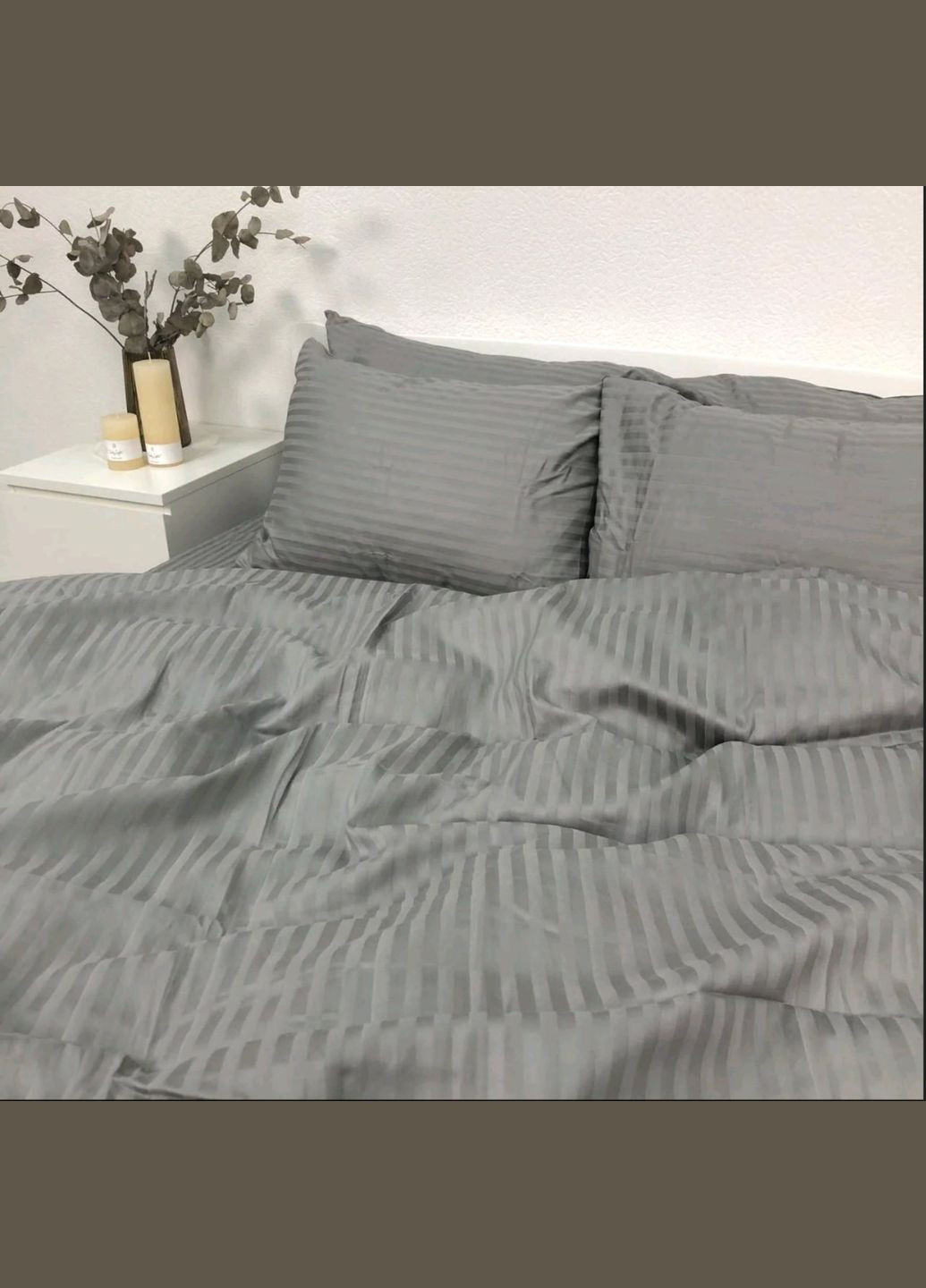 Евро комплект постельного белья Страйп Сатин LUX 200*220 RW (332627530)