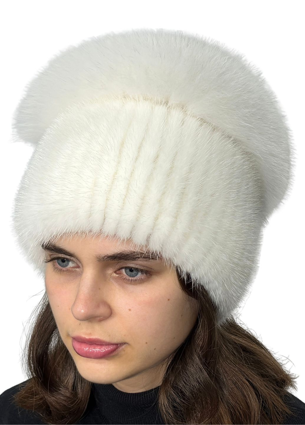В'язана жіноча норкова шапка Меховой Стиль Спираль (221809634)