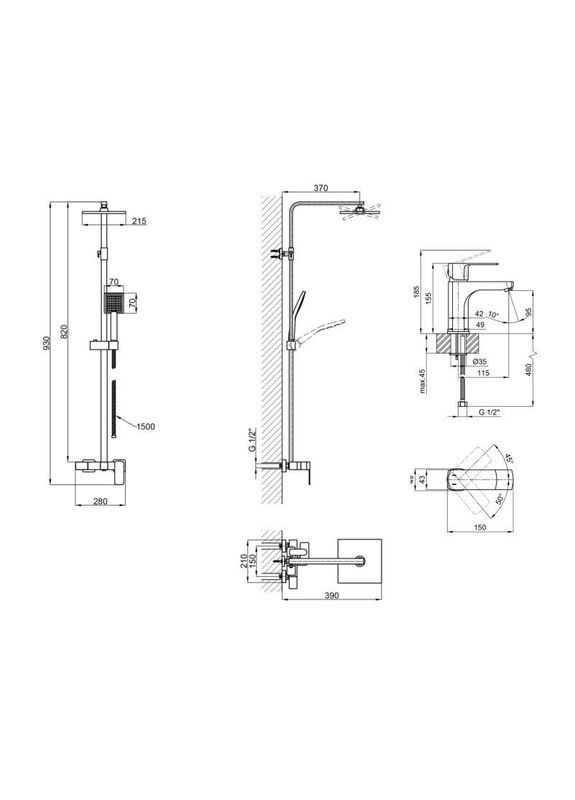 Комплект смесителей Capricorn: Душевая система QTCAP53103KNB + Смеситель для раковины QTLIPNO1023101CB Qtap (317569955)