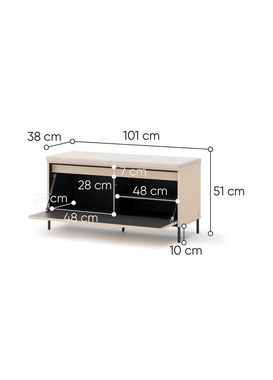 Тумба для обуви беж Тренд/Trend с подсветкой LENART (356683958)