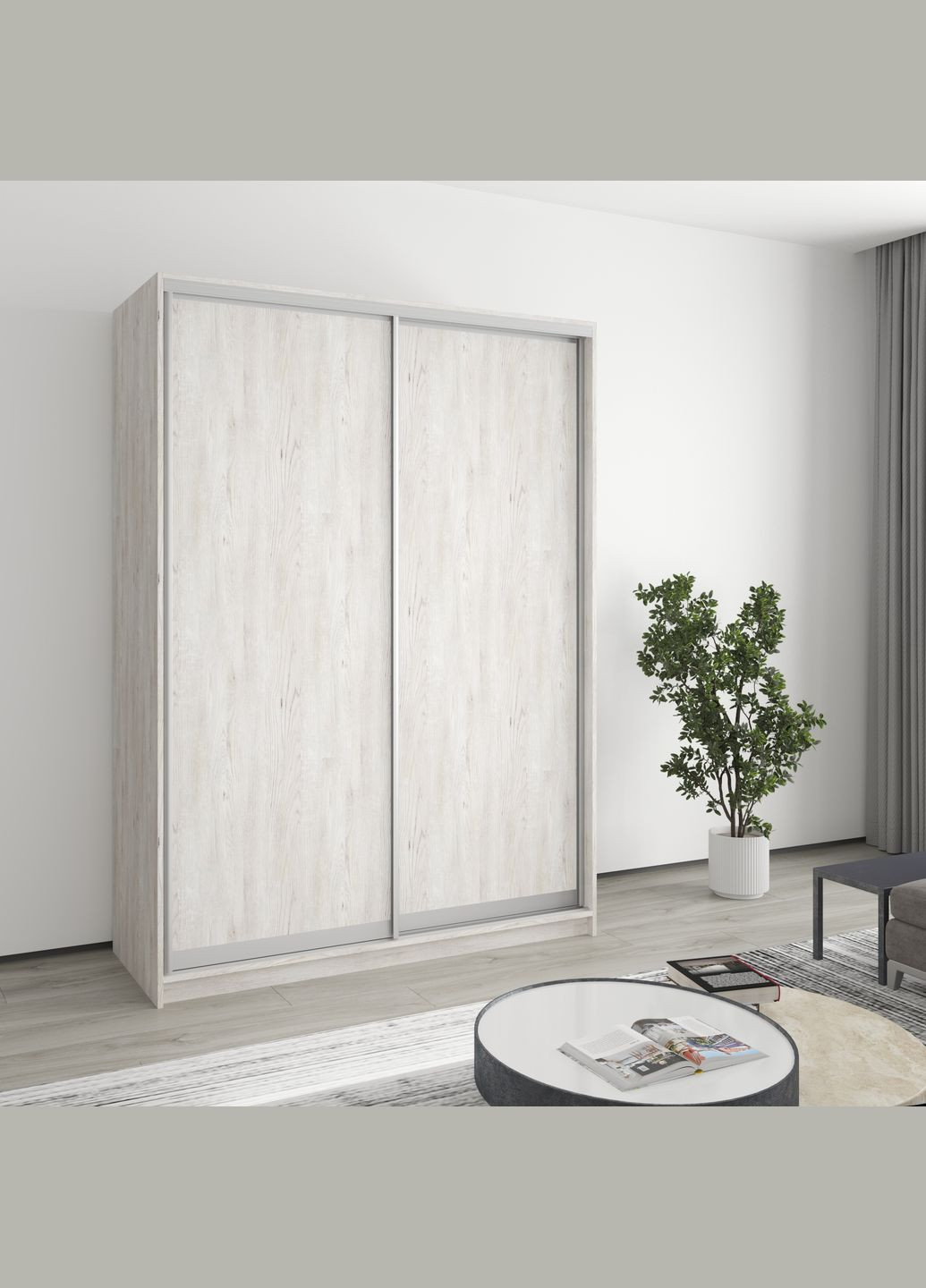 Шафа-купе дводверна Комбо AL 2ДСП 150x60x210 см Аляска сірий (MBS-2718) MebelStar (346289240)