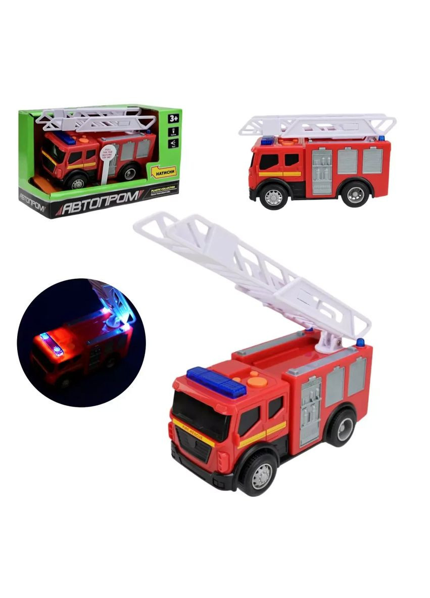 Игрушка машина пожарная грузовик металлическая Автопром звук со светом 7996 No Brand (362423597)