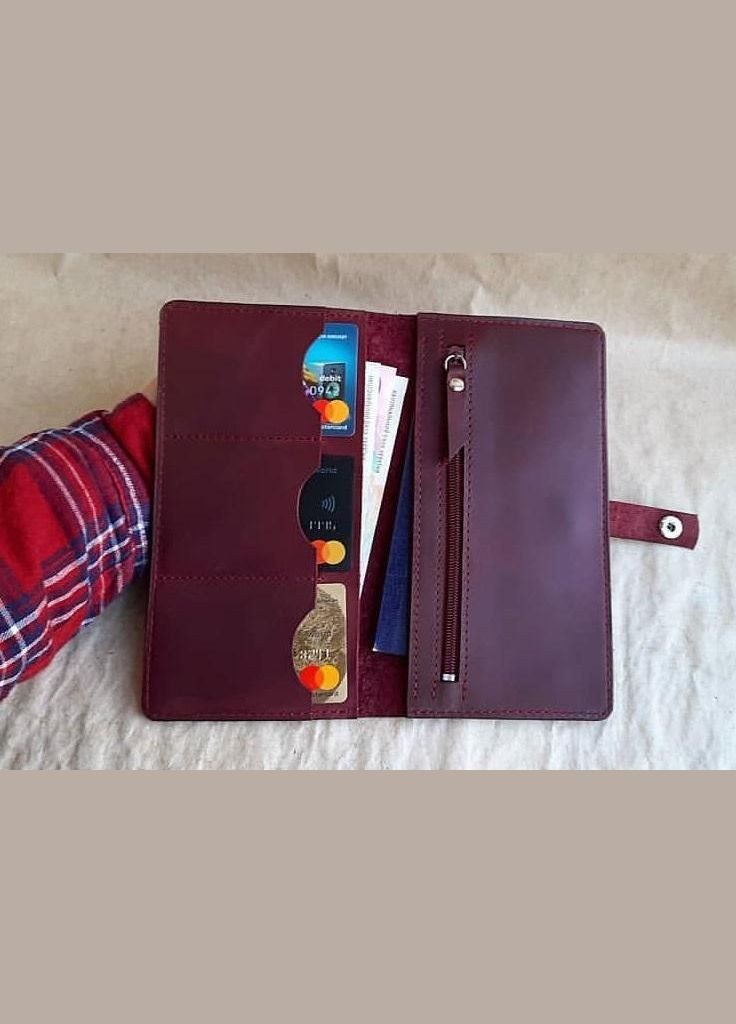 Шкіряний портмоне Malachite з гравіюванням ручної роботи натуральна шкіра на кнопках гаманець клатч, бордовий, 20*10 см No Brand (334702054)