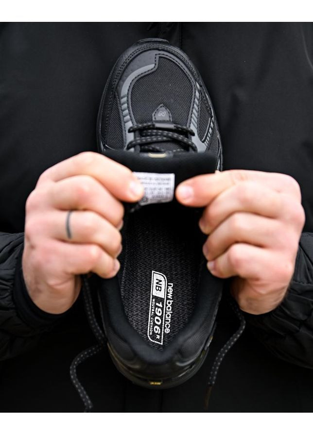 Чорні Осінні чоловічі термо кросівки new balance black No Brand
