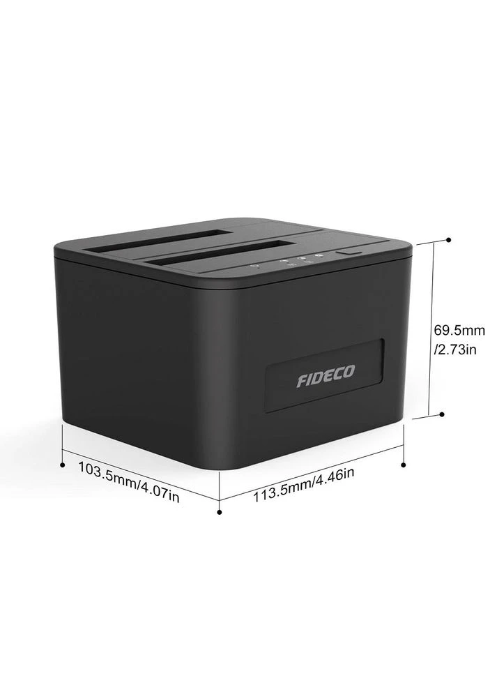 Док-станция клонировщик Fideco для двух HDD 2.5"/3.5" SATA/SSD USB 3.0 (FDS1SA0SA2PB 2605) Черная XON E-Tech (322196946)