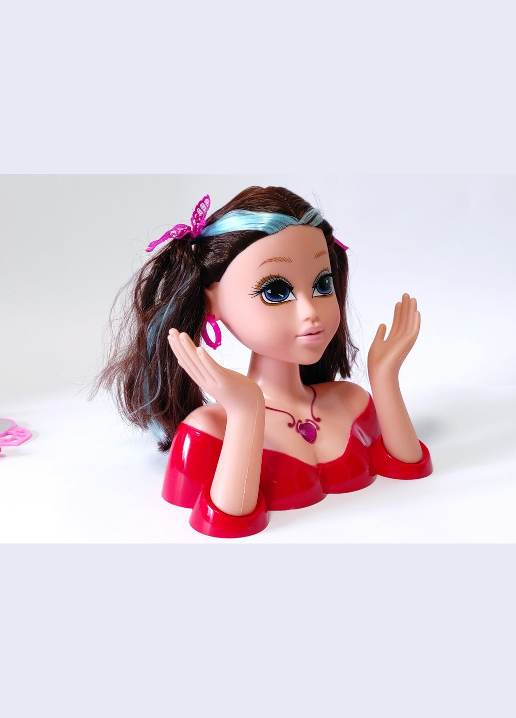 Голова куклы манекен для причесок и макияжа с аксессуарами игровой набор с куклой в красной одежде. Belle (316318985)