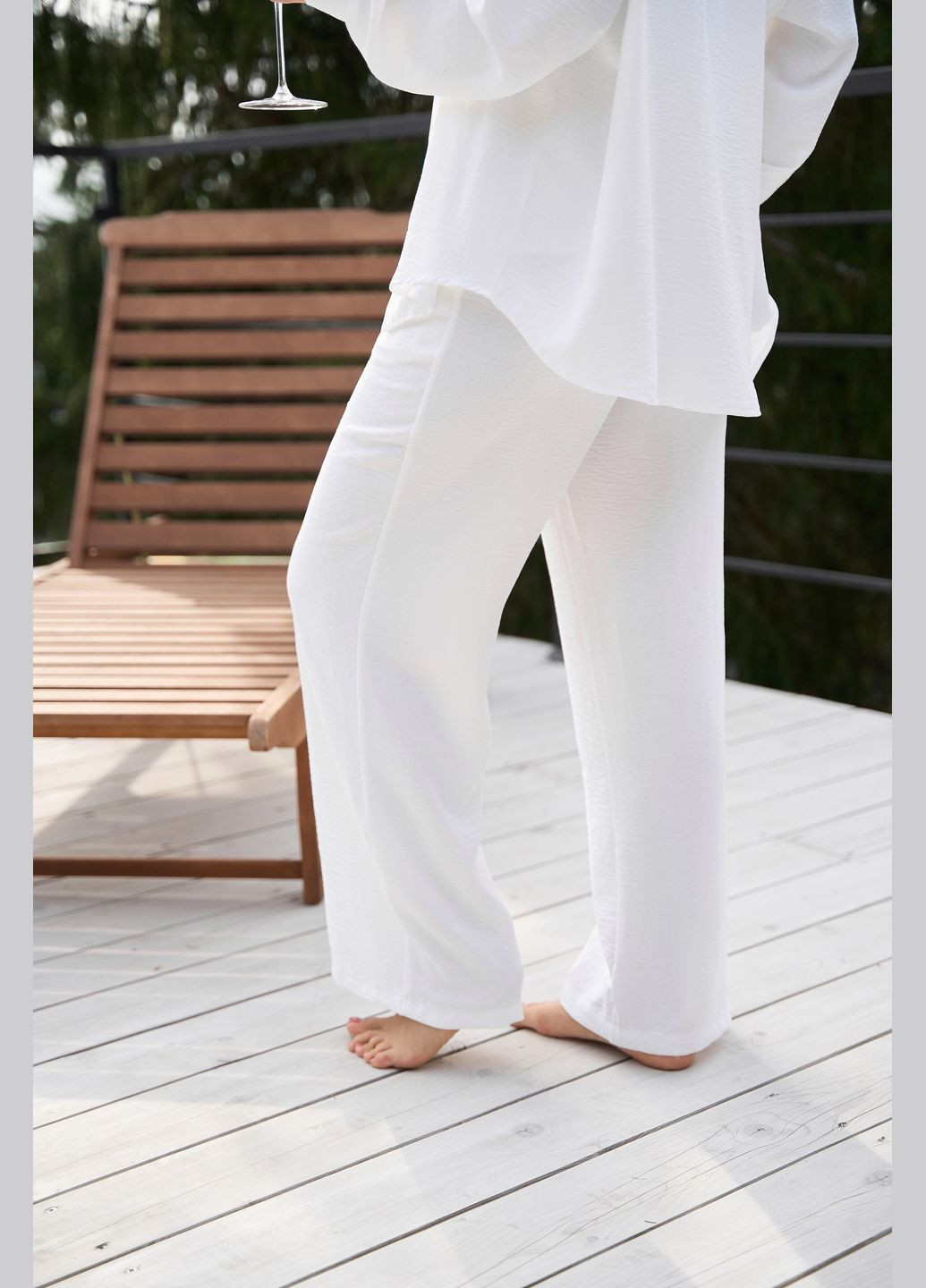 Жіночий костюм (Майка + Сорочка + Шорти + Штани) 0515 Жатка S-M білий АМА (292714214)