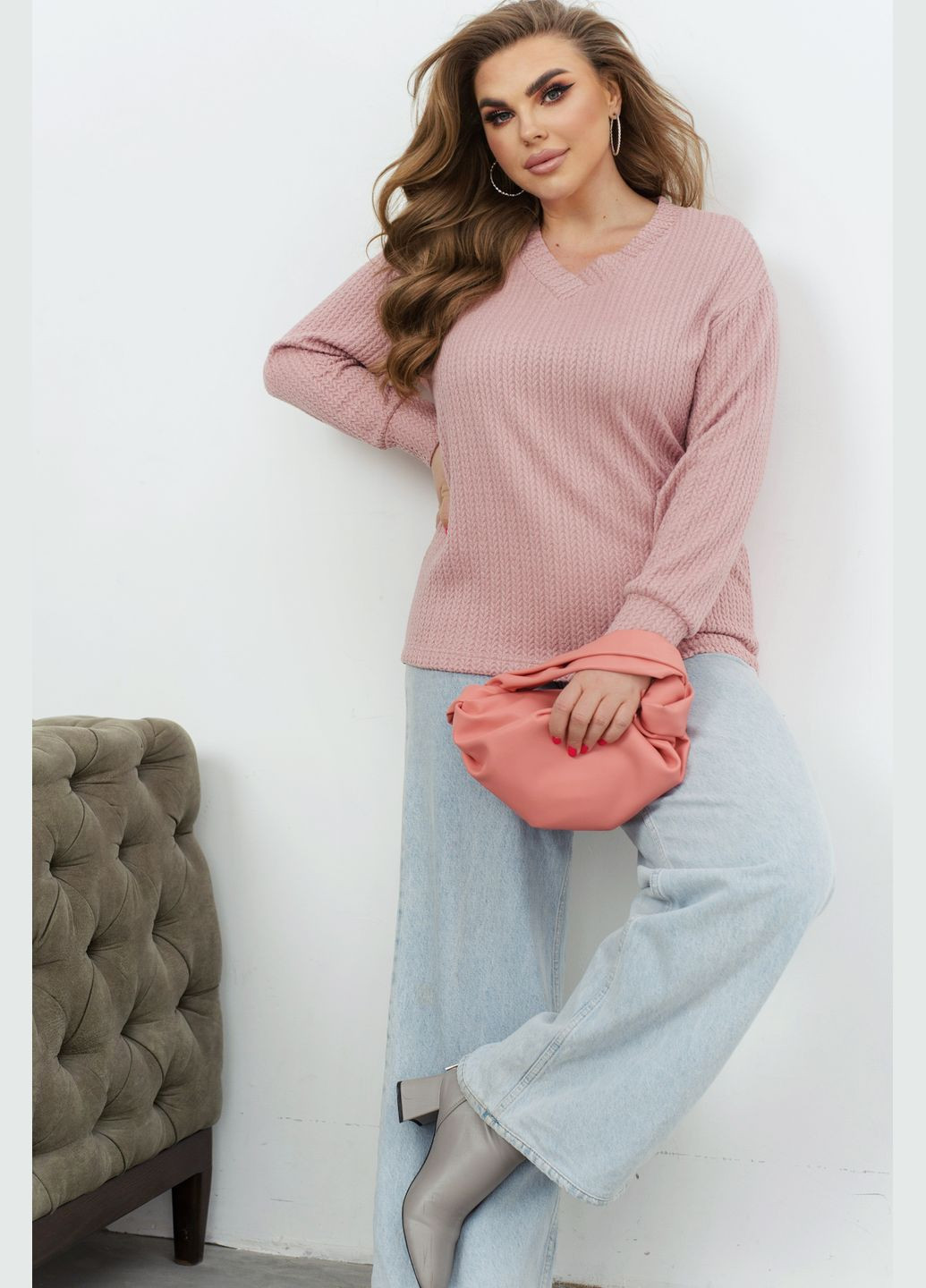 Розово-лиловый демисезонный трендовый пуловер пуловер No Brand