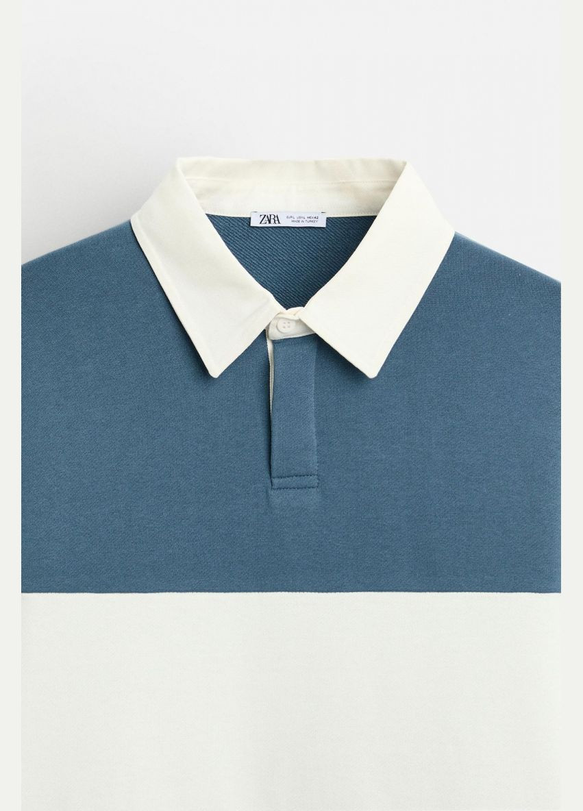 Кофта лонгслів Zara поло 3665/322 Blue синій кежуали