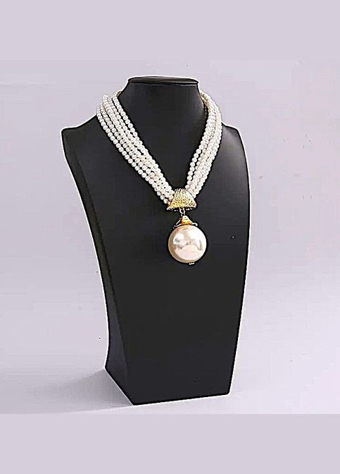 Стильное многослойное колье с большим кулоном - бусиной No Brand (342116479)